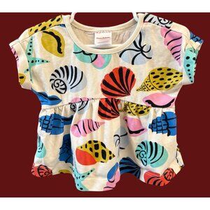Hanna Andersson Baby Oceancore Print Top 18-24M 80Cm Cotton Beach Summer Shells